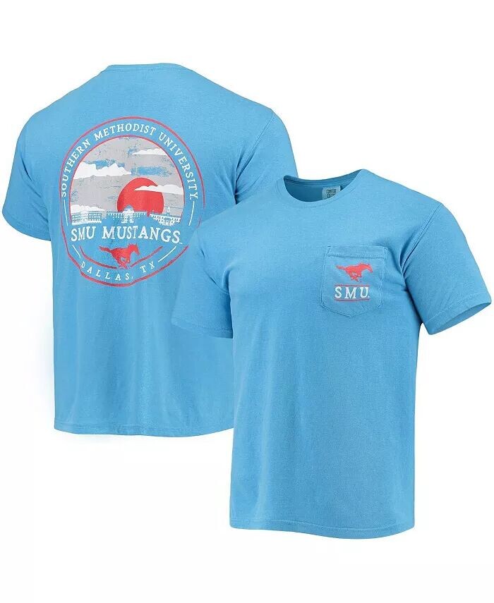 

Мужская голубая футболка SMU Mustangs Circle Campus Scene Image One, синий