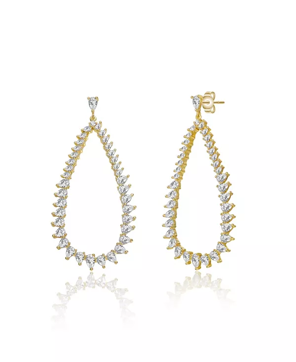 

Серьги-Кольца с кубическим цирконием, покрытым 14-каратным золотом, в форме капли дождя Rachel Glauber, gold