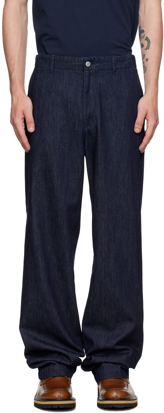 

Синие прямые джинсы Dries Van Noten, индиго