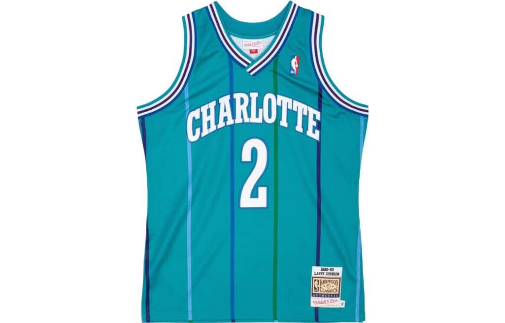

Оригинальная дорожная майка Mitchell & Ness «NBA Charlotte Hornets 92 Larry Johnson» Mitchell Ness, сине-зеленый