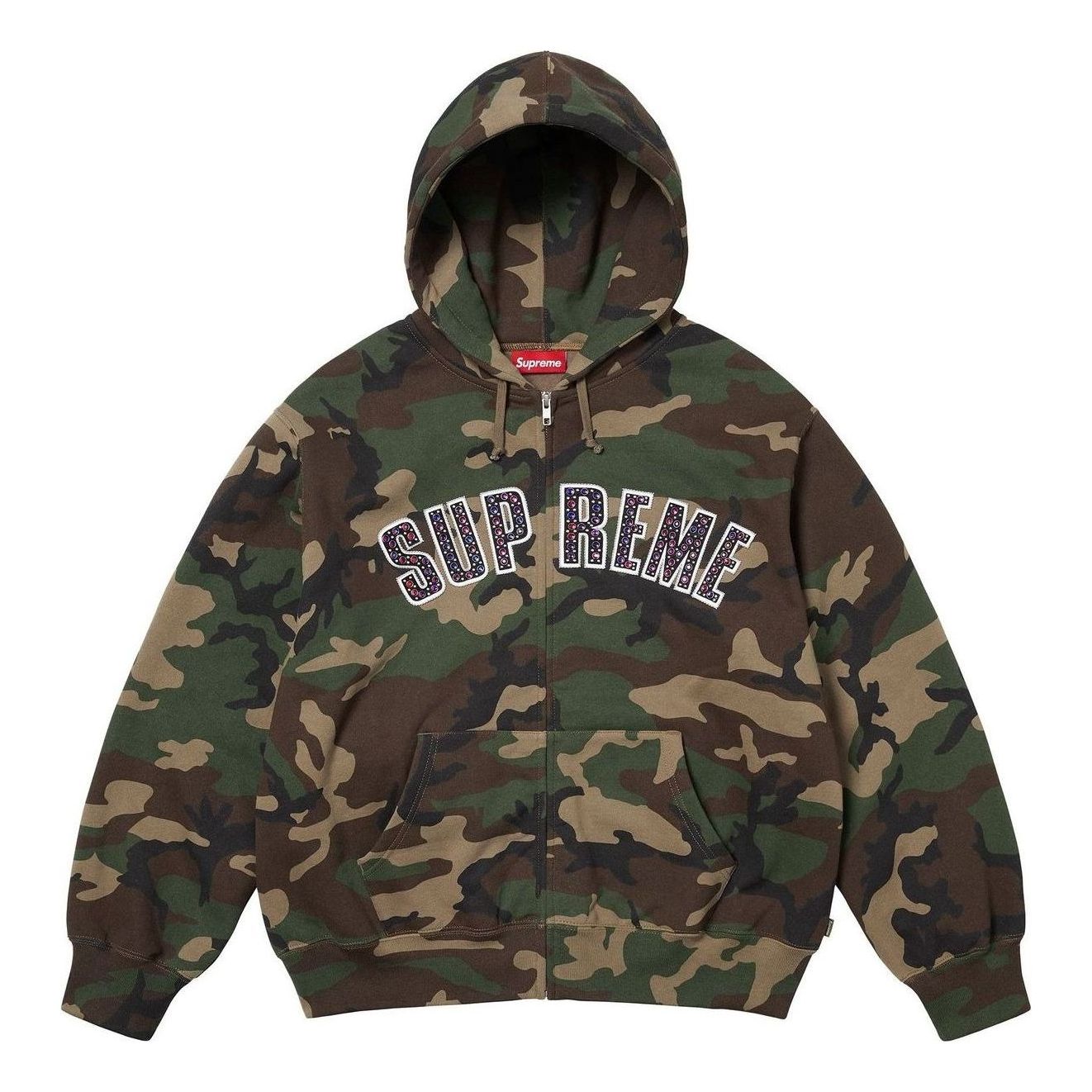 Толстовка Supreme x BB Simon на молнии с капюшоном, расцветка «Woodland Camo»