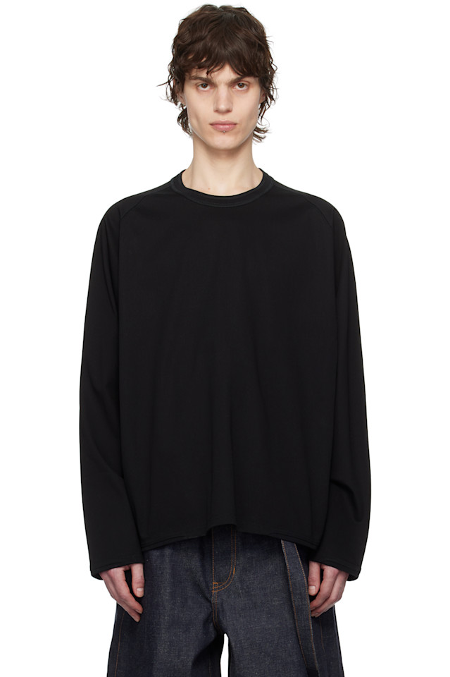 

Хлопковая футболка с длинным рукавом Sacai, черный