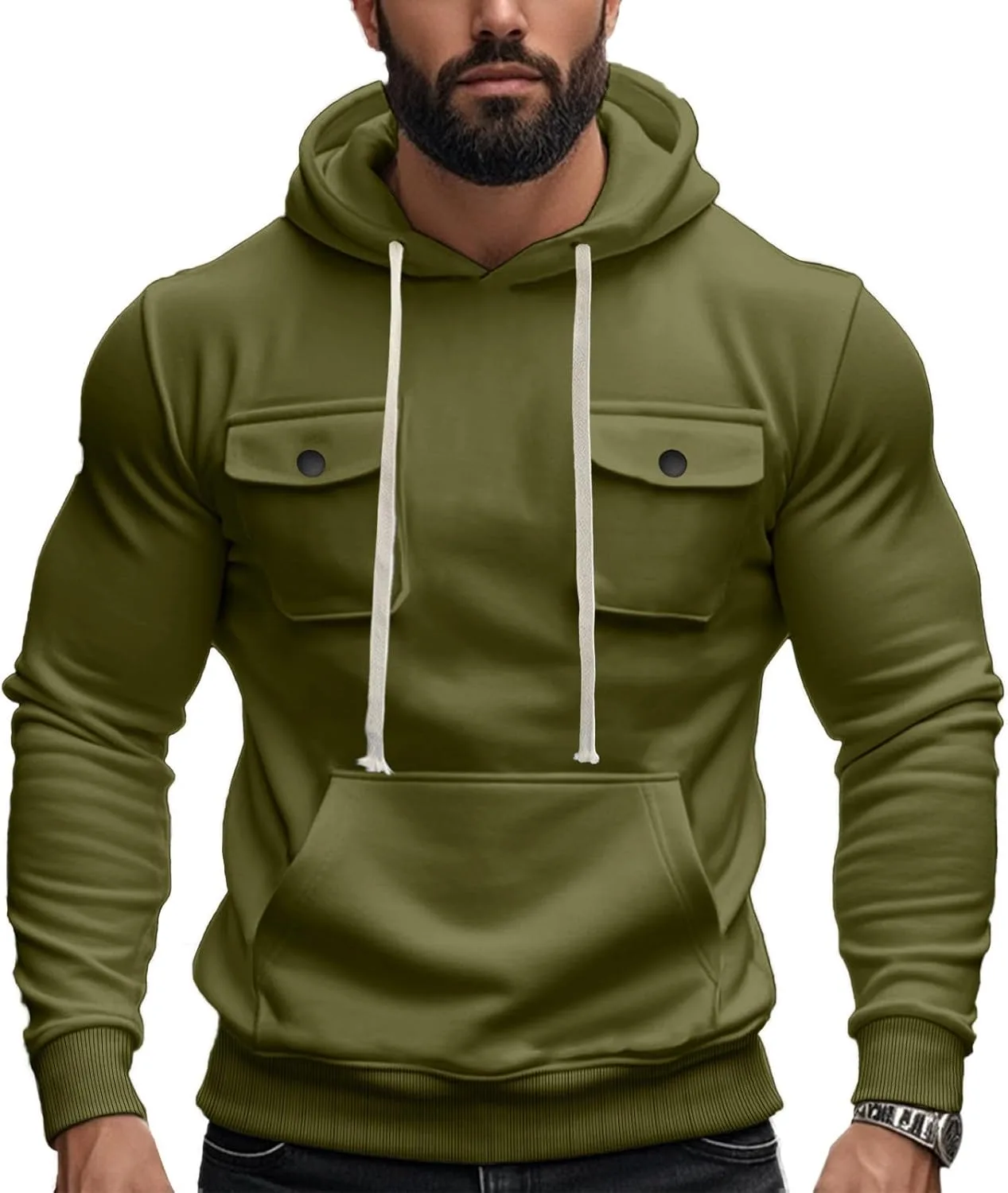 

Тактический худи для мужчин с длинными рукавами и карманами JIEMUXIU