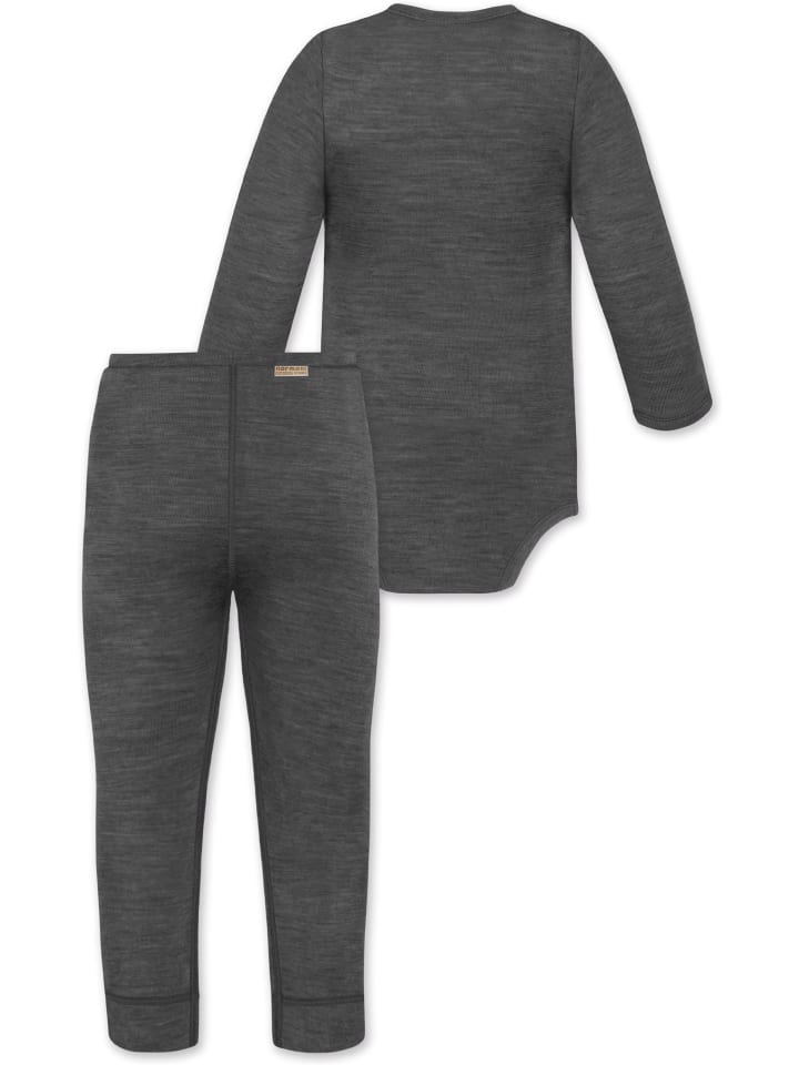 Normani Outdoor Sports Боди с длинными рукавами из мериносовой шерсти и детские штанишки из мериносовой шерсти антрацитового цвета — фото 2