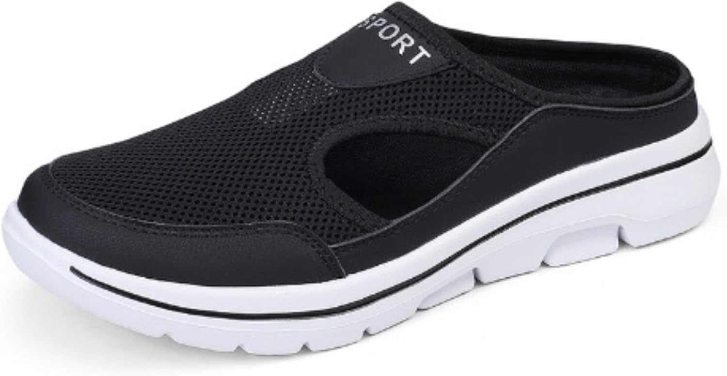 

Сандалии большого размера унисекс для мужчин и женщин, дышащие повседневные туфли с сеткой, с мягкой подошвой, удобные ортопедические сандалии для использования в помещении и на улице Azttoztto, черный