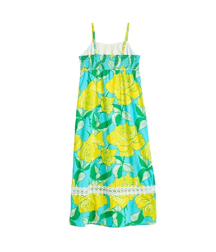 Платье с цветочным принтом Mini Haliey Midi Lilly Pulitzer Kids, Blue Curacao Rose Bud — фото 2