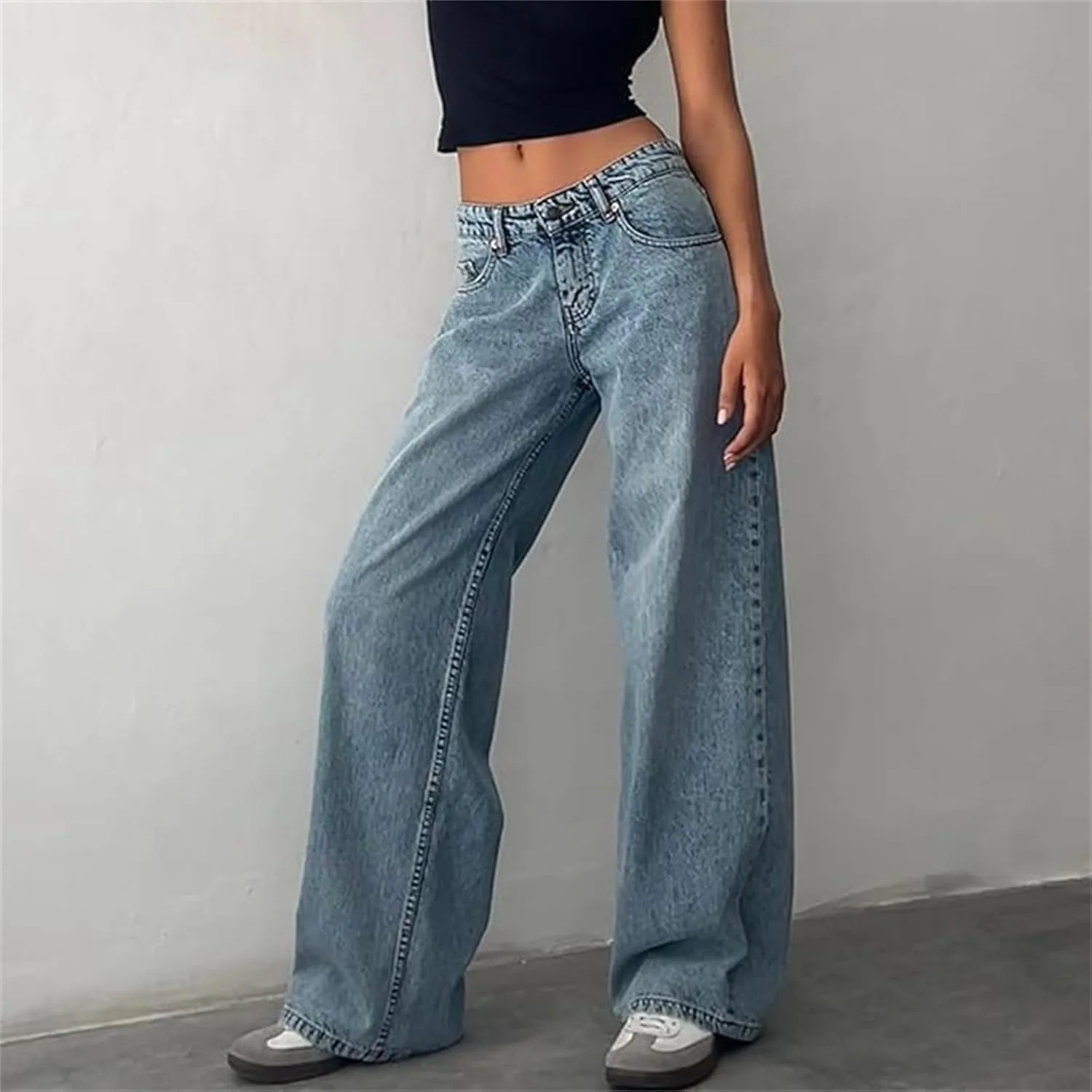 Джинсы женские low rise baggy, straight wide leg — фото 2