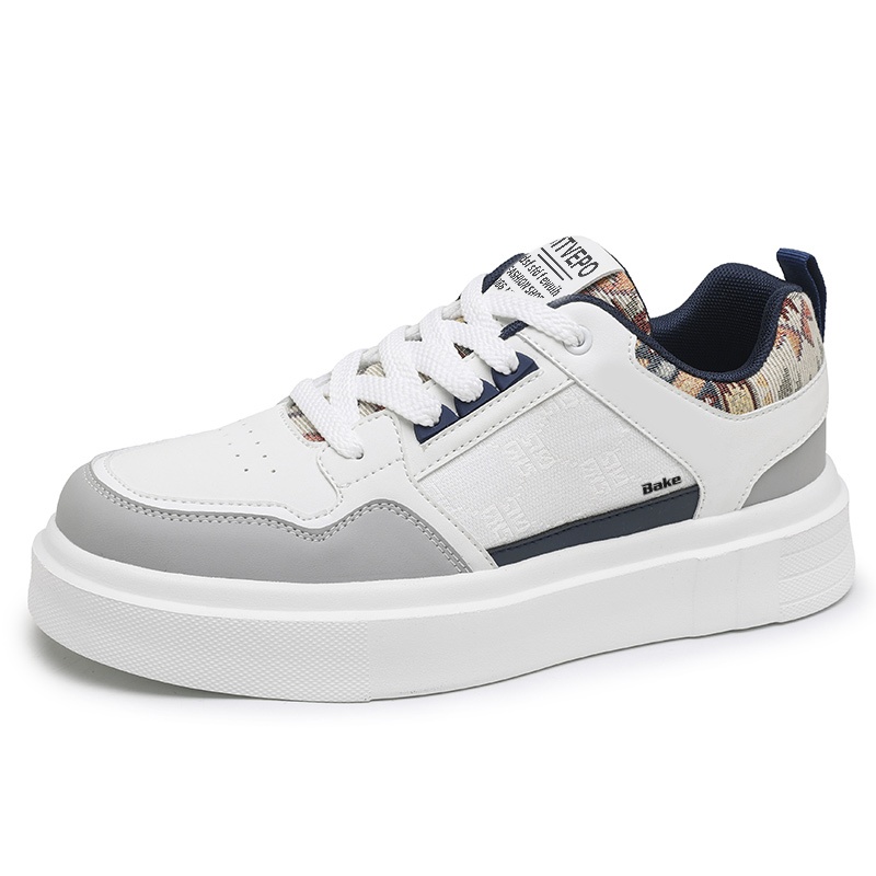 

Нескользящие легкие низкие мужские кроссовки для скейтбординга BAKE, White Blue