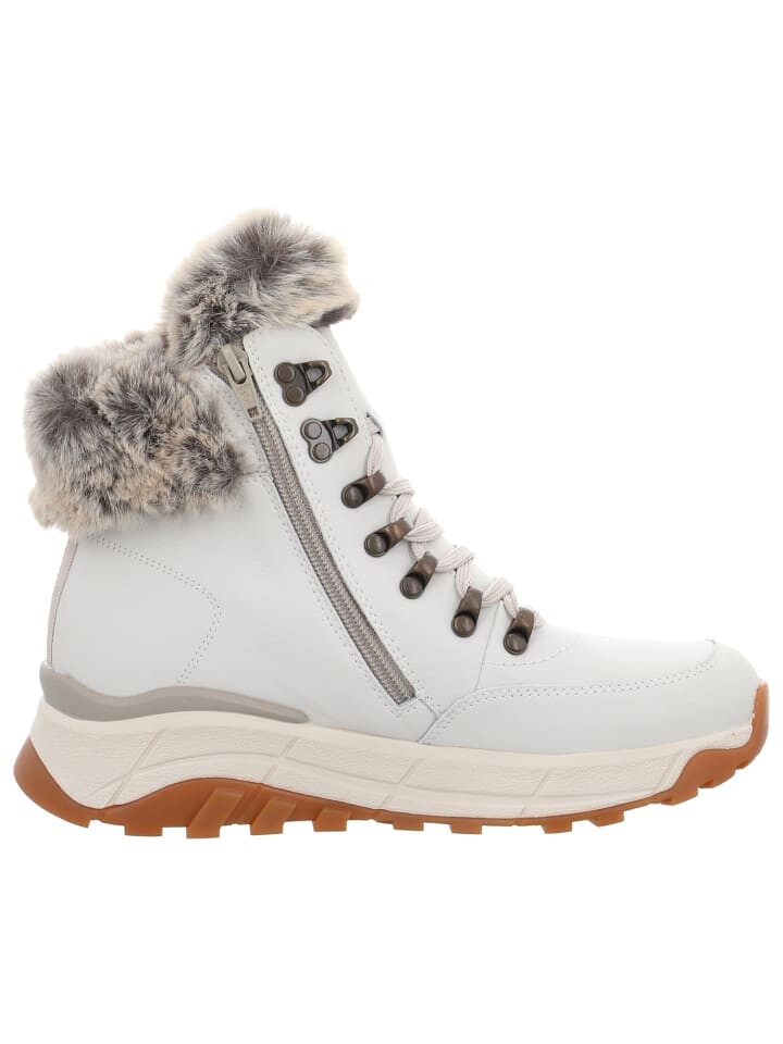 Ботинки женские Rieker Stiefeletten с мехом и шнуровкой, белый — фото 3