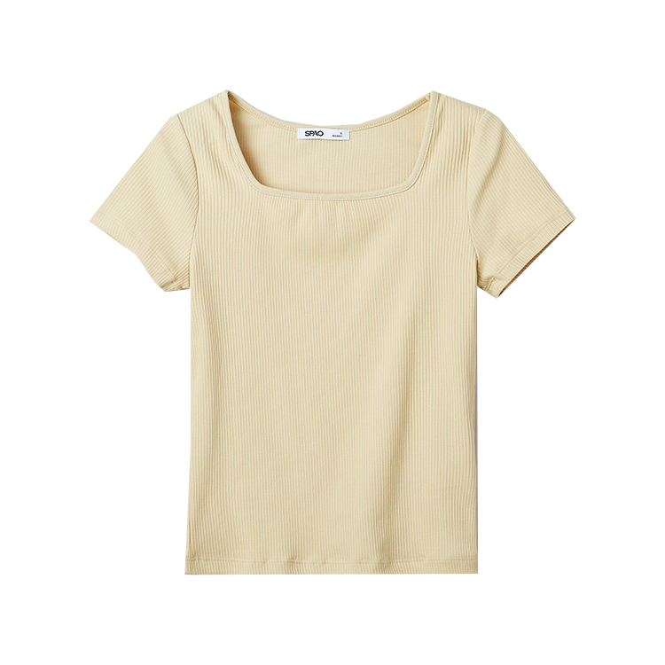 

Футболка Women's Crew Neck Moderate SPAO, [square collar]светло-желтый