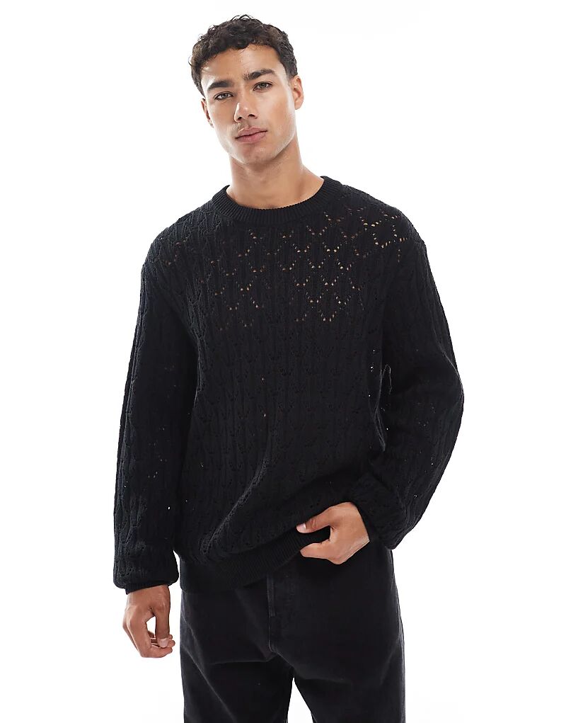 

Ажурный свитер Jack & Jones черного цвета