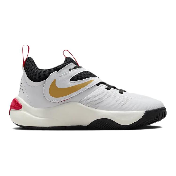 Баскетбольные кроссовки Team Hustle D 11 Kids GS Low-top белые/металлик золотистый/университетский красный/черный Nike, красный — фото 2