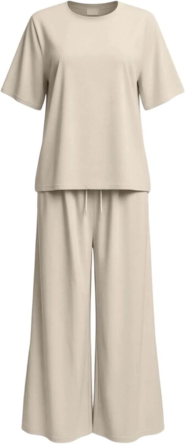 Женский спортивный костюм из топа и широких брюк, Khaki — фото 4
