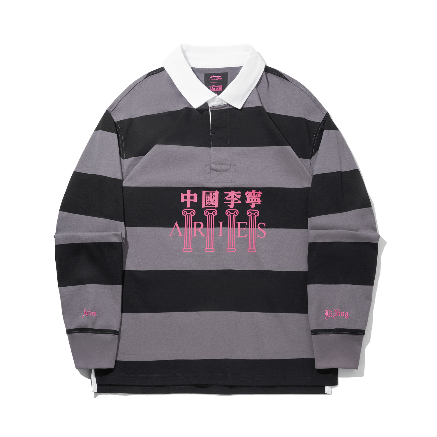 

LiNing Поло мужские серый черный ткань