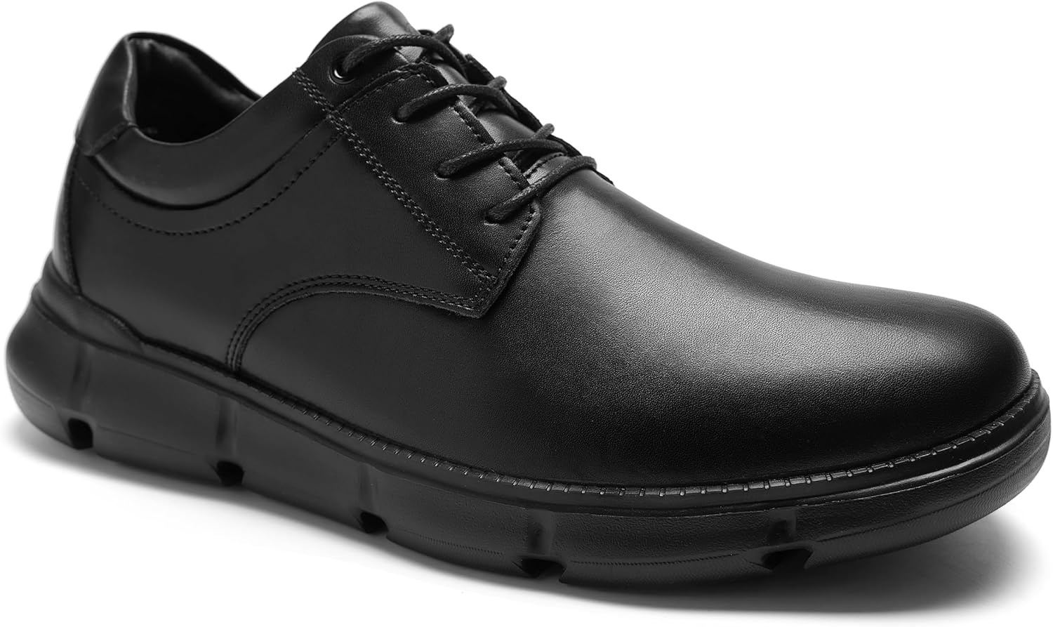 

Мужские ортопедические широкие деловые кожаные туфли - поддержка свода стопы при подошвенном фасциите Orthocomfoot, черный