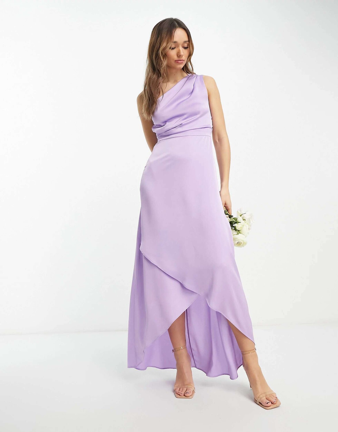 

Сиреневое платье макси на одно плечо TFNC Bridesmaid, Фиолетовый, Сиреневое платье макси на одно плечо TFNC Bridesmaid