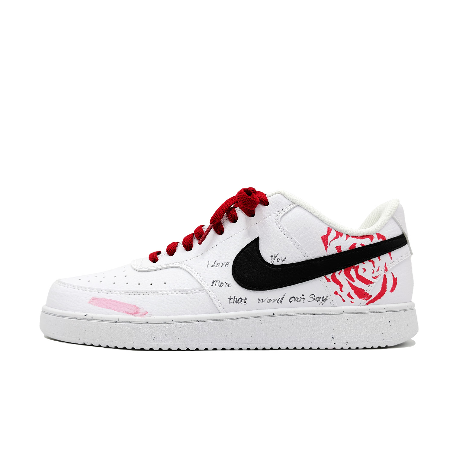 

Nike Кроссовки для скейтборда Court Vision 1 Unspoken Love с амортизацией, износостойкие, низкие, мужские, красные, белые