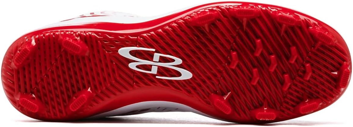 Бутсы Boombah Men's Dart Pursuit с формованными шипами - несколько цветов - разные размеры, белый/красный — фото 2