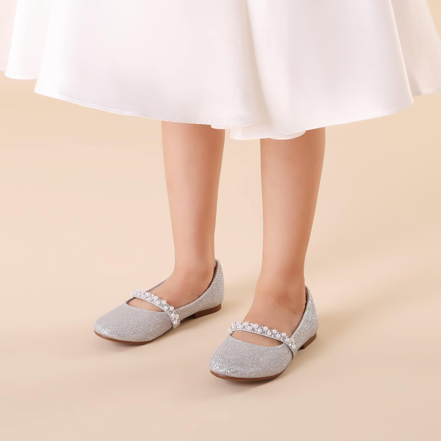 Туфли для девочек DREAM PAIRS Mary Jane Ballerina Flats для свадьбы, вечеринок (малыши/маленькие дети/старшие дети), серебро — фото 2