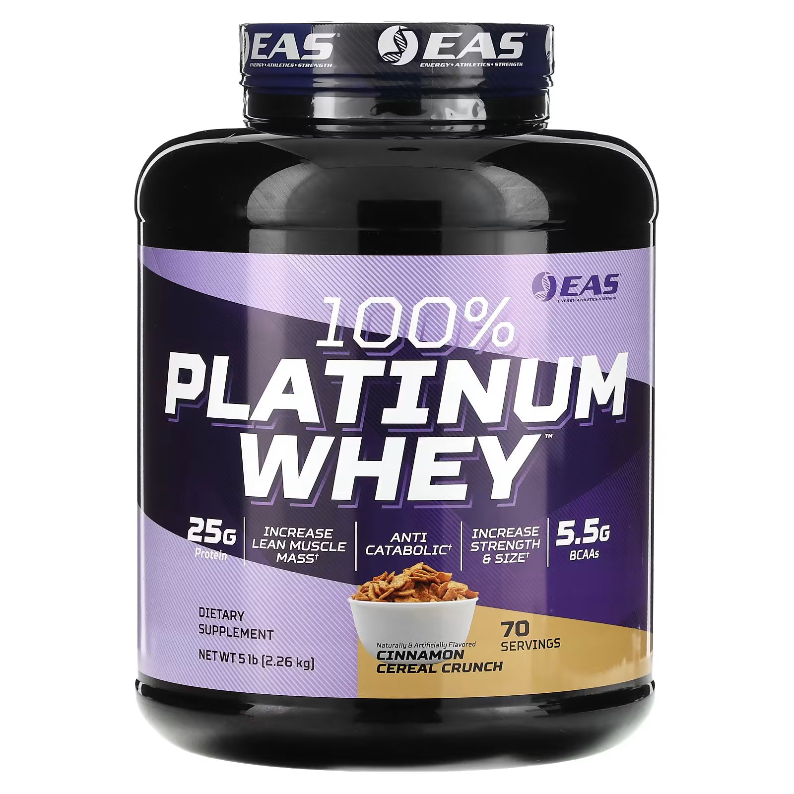 

100% Platinum Whey, хлопья с корицей, 5 фунтов (2,26 кг) Eas