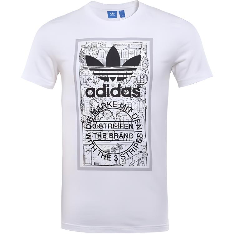 

Adidas Originals Мужская футболка Clover Series, белая, Белый, Adidas Originals Мужская футболка Clover Series, белая