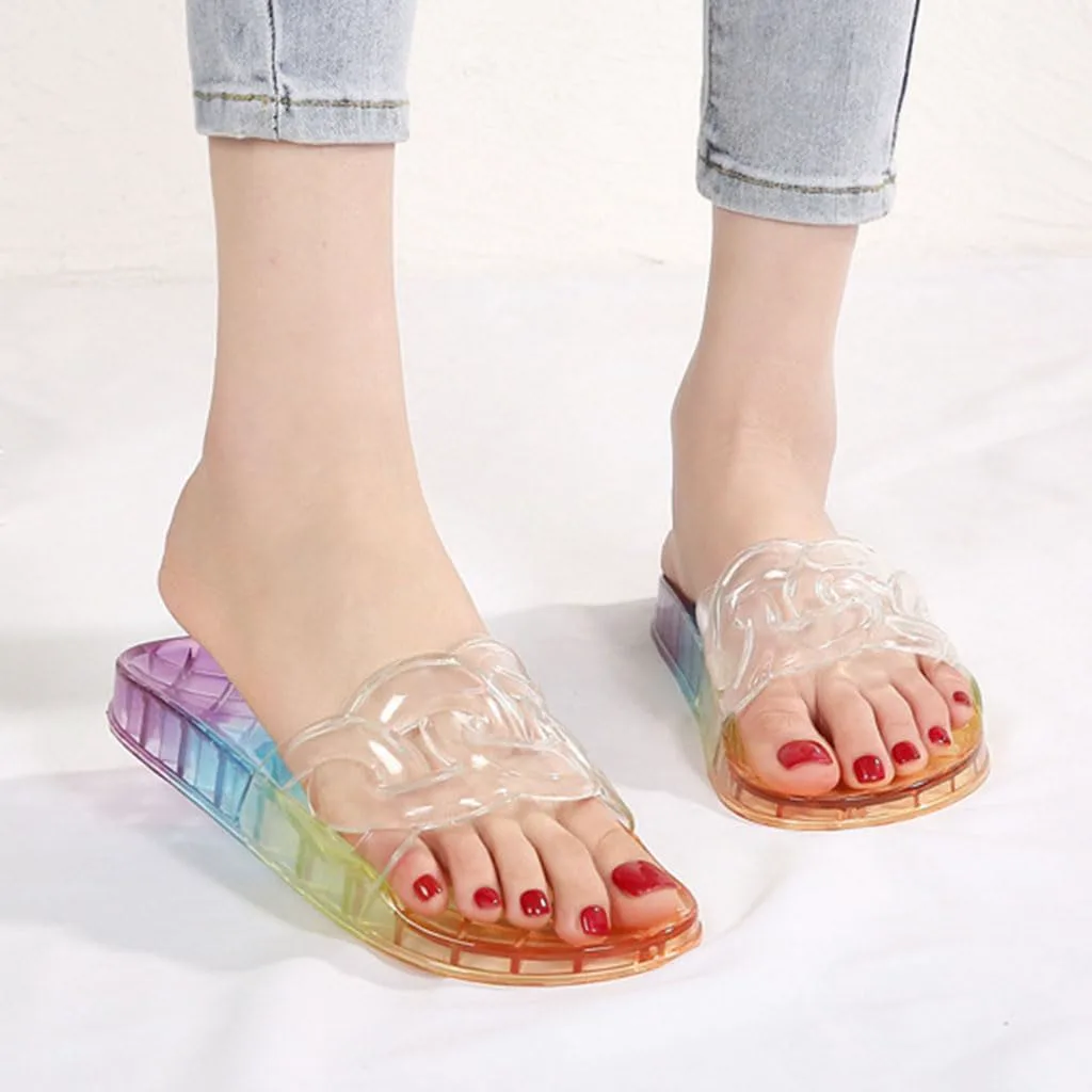 Summer Bathroom Shower Home Couple Crystal Slippers, Transparent Indoor Men's and Women's Anti slip Thick Sole Plastic Slippers Comfortable Walking Сандалии BYDZKJ — фото 3
