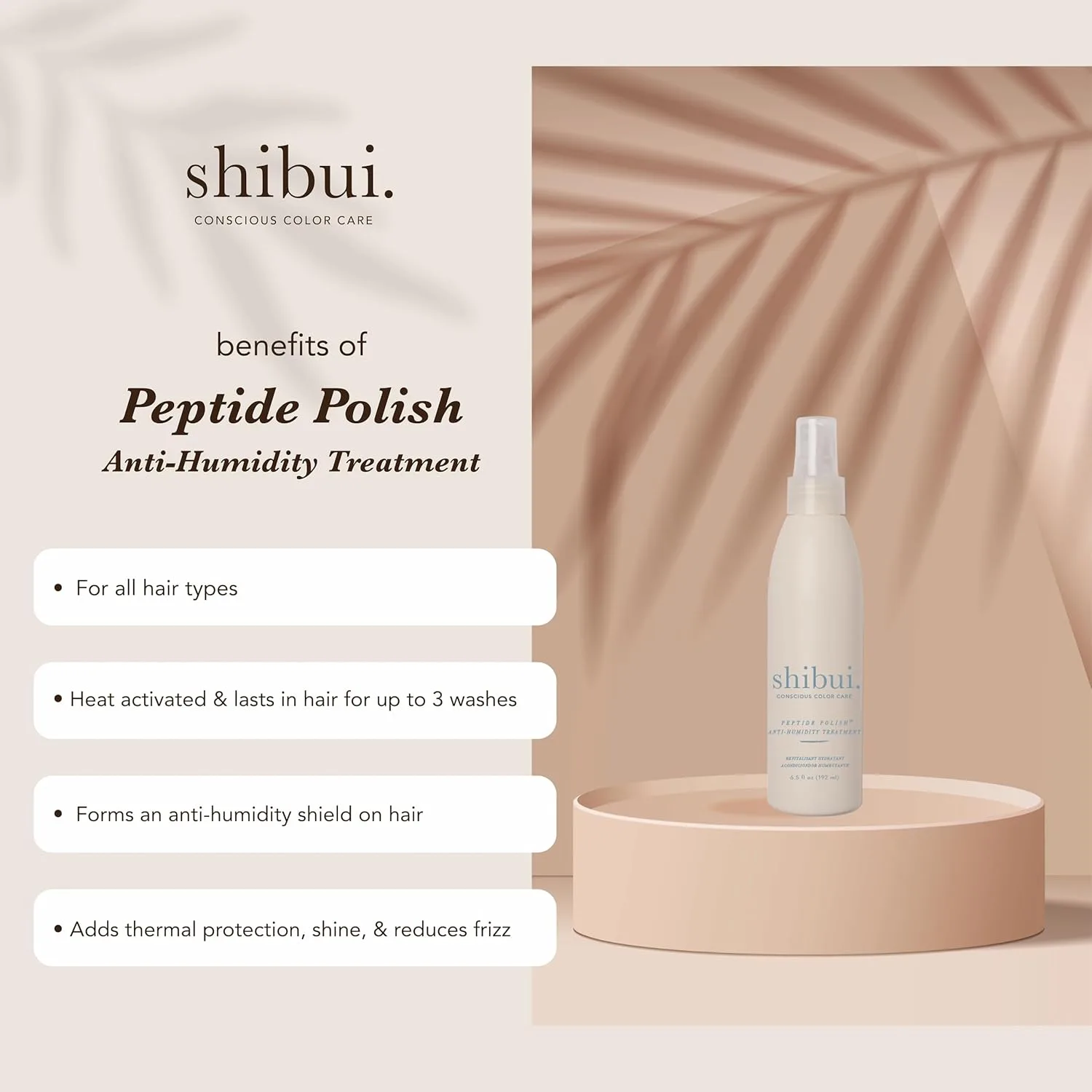 Бальзам для волос SHIBUI Peptide Polish с антиувлажняющим эффектом, термоактивируемым блеском и защитой цвета, веганский продукт, без сульфатов, 173 мл. — фото 2