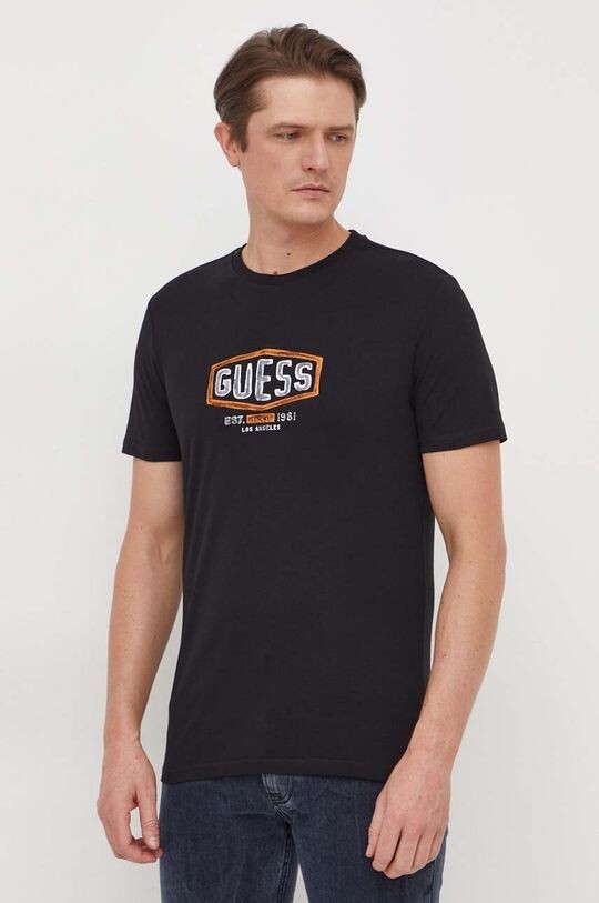 

Хлопковая футболка Guess, черный
