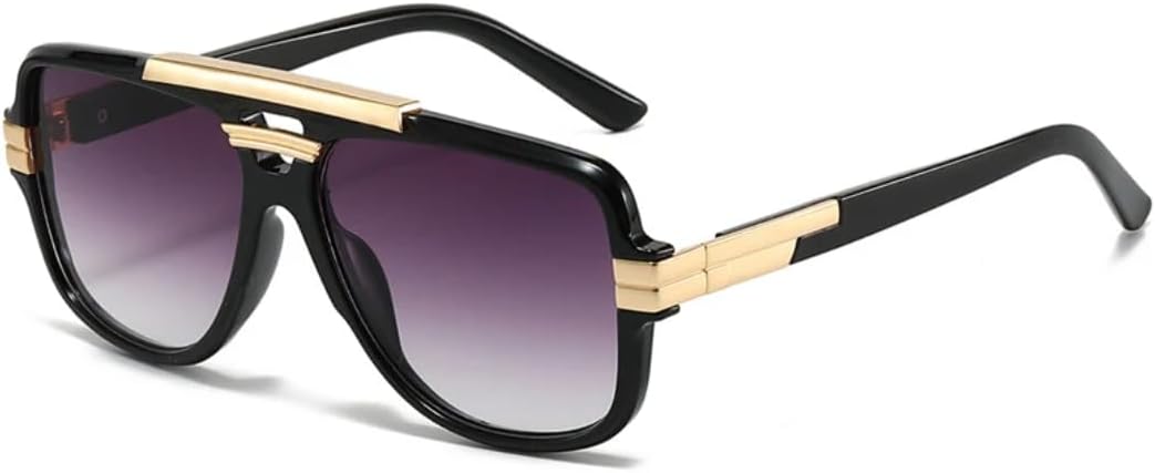 

Мужские солнцезащитные очки в стиле ретро с двойной перемычкой, модные оранжево-голубые оттенки, защита от УФ-излучения UV400, женские солнцезащитные очки VRTRFFTR, Black Gray Gradient