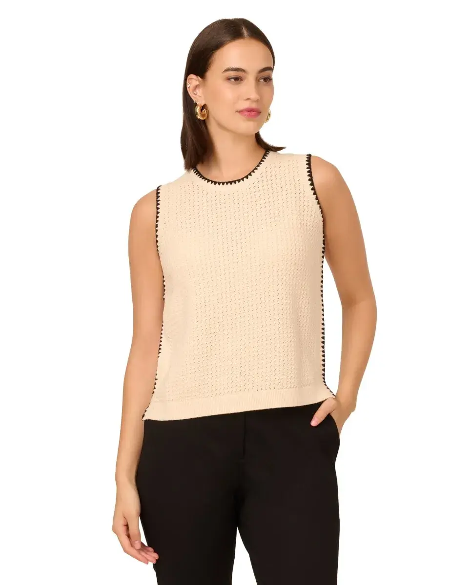 

Топ вязки в двух тонах Adrianna Papell, белый