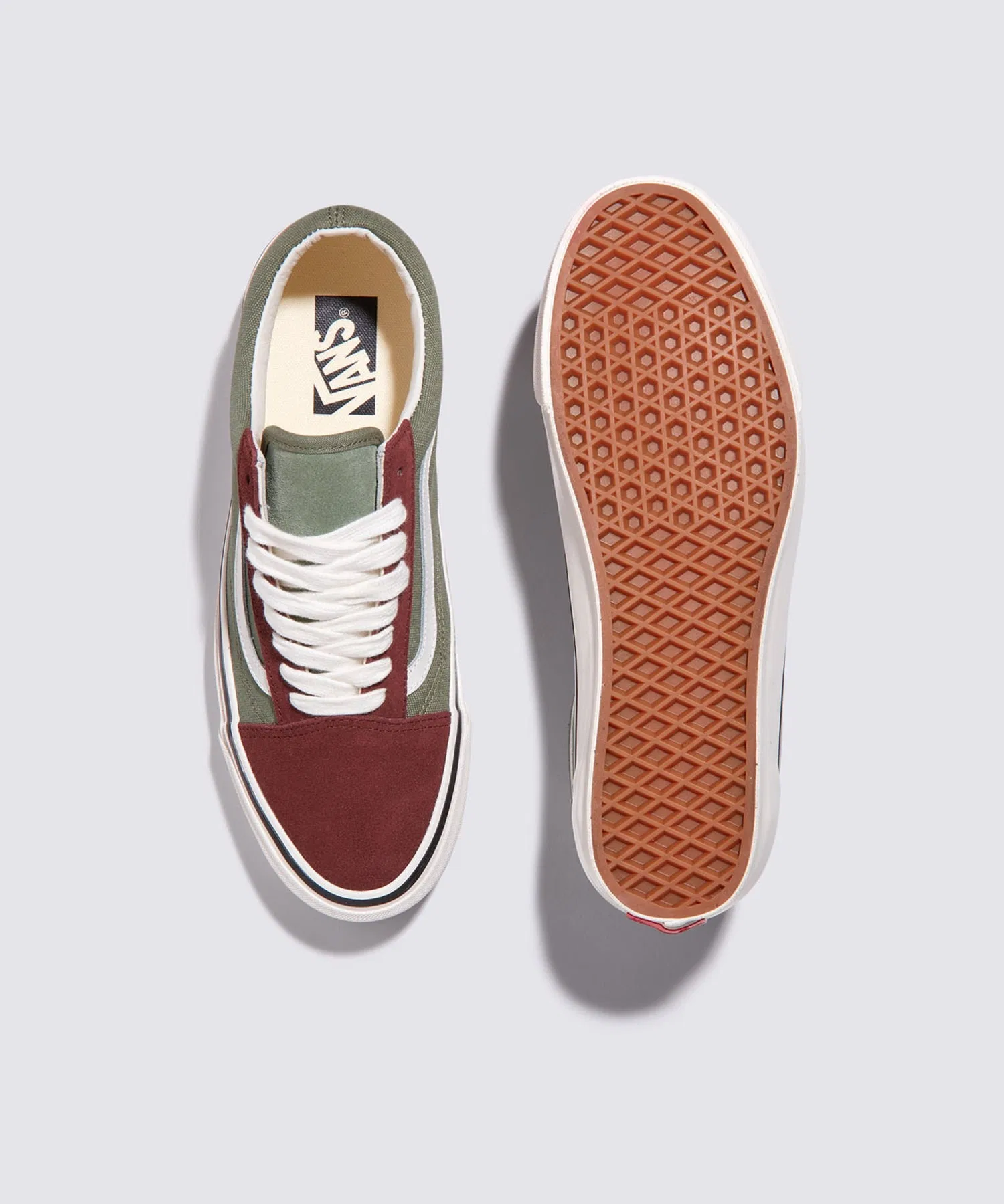 Унисекс кроссовки VANS Old Skool коричнево-зелёные — фото 3