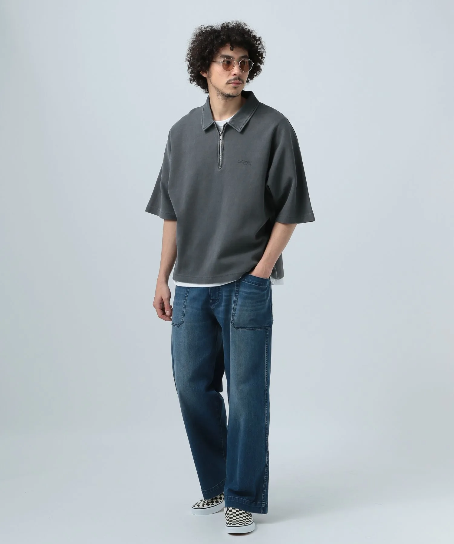 Мужские кеды VANS Classic Slip-On с клетчатым принтом серые — фото 4
