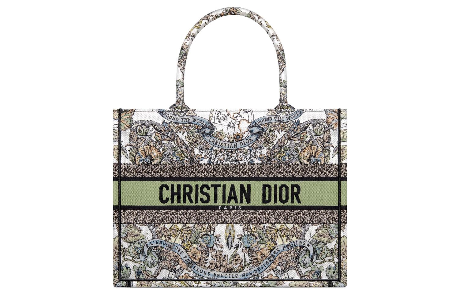 

Сумка BookTote с вышивкой, шоппер, дамская сумка среднего размера белая и разноцветная DIOR