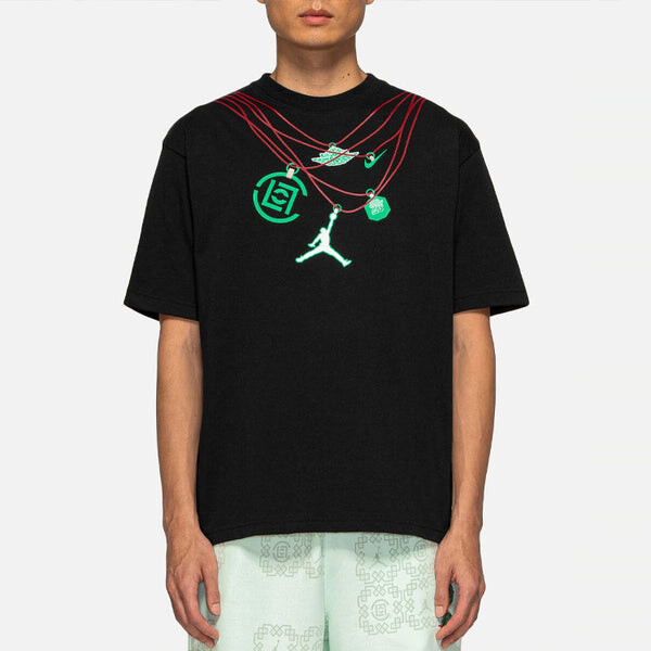 Футболка Air Jordan x CLOT Crossover China Printing Alphabet Logo Round Neck Pullover Short Sleeve Asia Edition Black, черный — фото 3