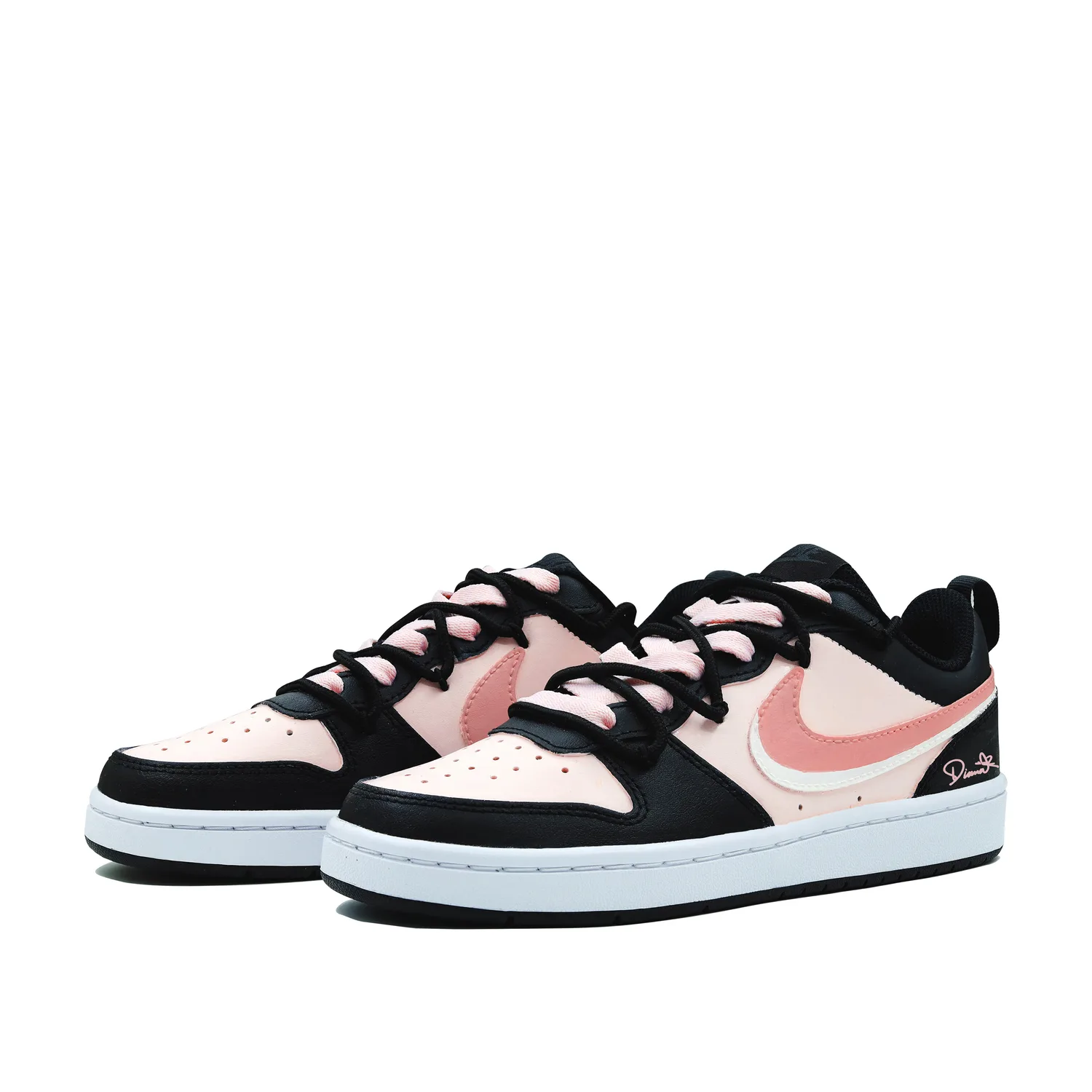Nike Кроссовки для скейтбординга Court Borough Pink Ink Nebula low top для детей черно-розовые — фото 4