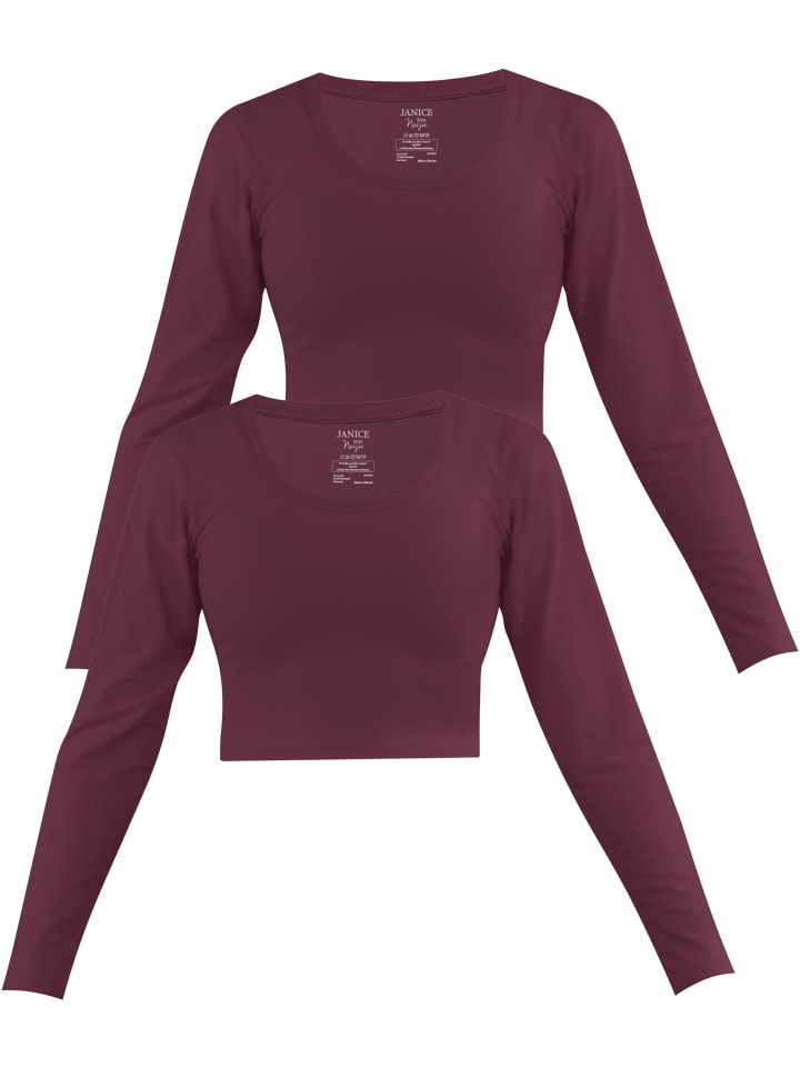 

Лонгслив Janice 2 x Damen crop Langarmshirt Nerja, цвет Burgund