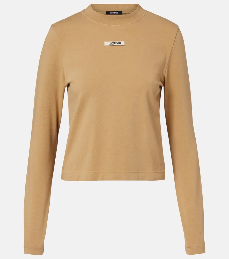 Футболка из смесовой хлопковой ткани Gros Grain Jacquemus, бежевый