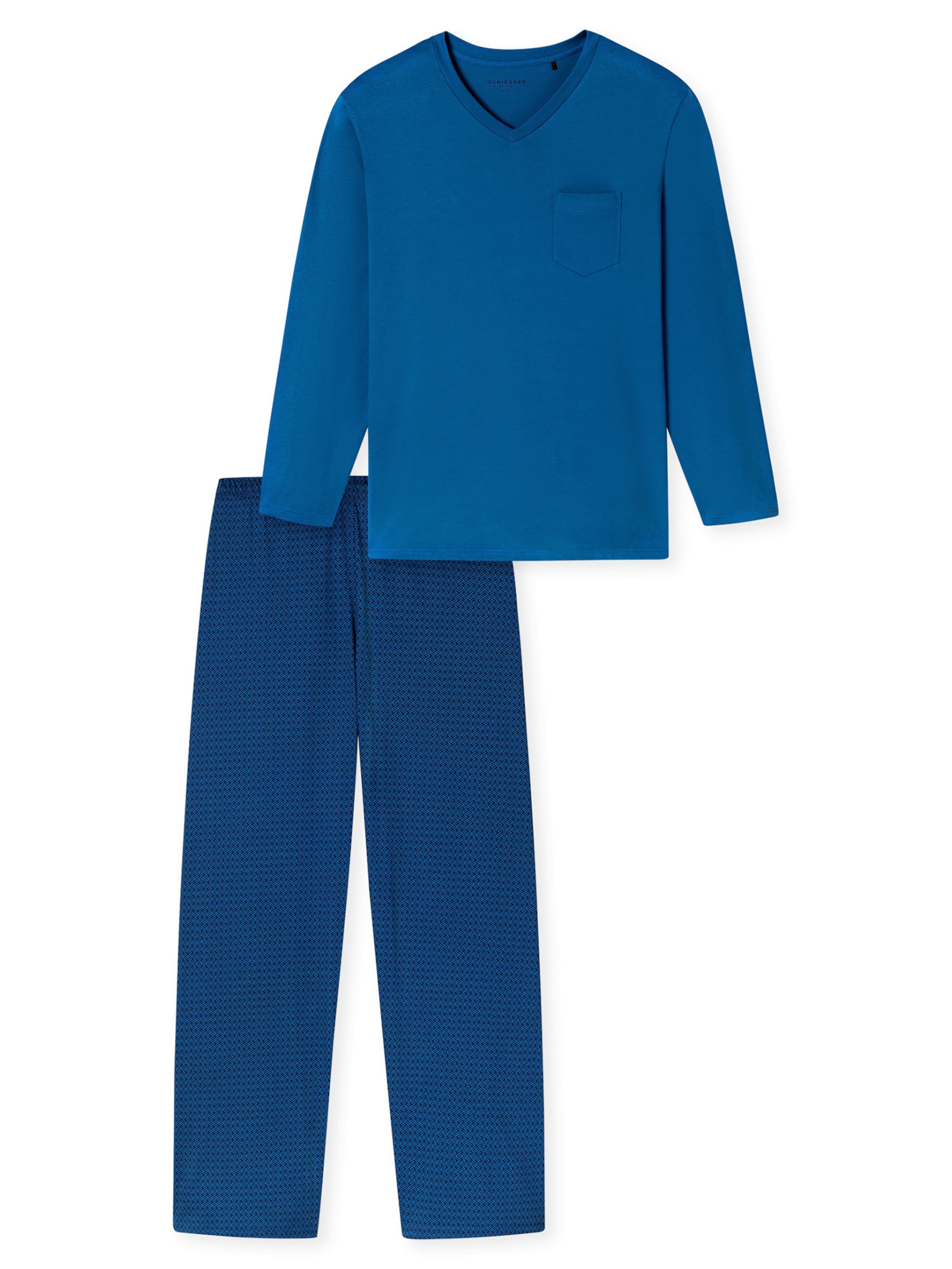 

SCHIESSER Длинная пижама 'Comfort Essentials' в цвете Navy, Royal Blue
