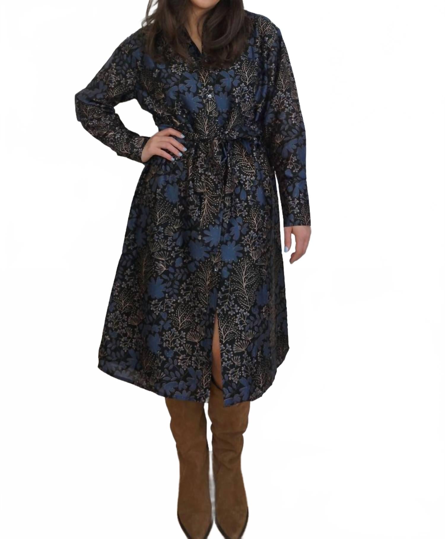 

NIBI Платье миди Zoey с голубыми цветами