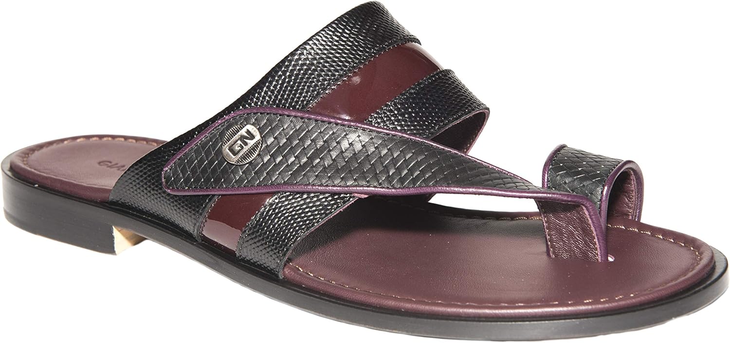 

Итальянские кожаные сандалии Giampiero Nicola F5585A черного цвета с двойной застежкой на мыске