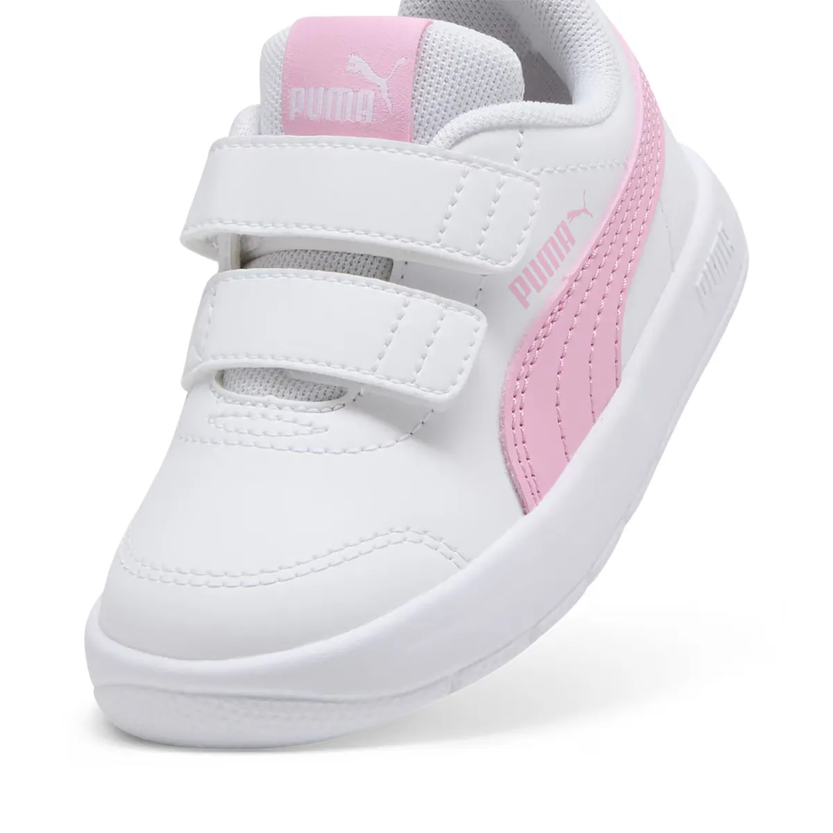 Puma Courtflex V3 V Inf Детские повседневные кроссовки, белый/розовый — фото 2