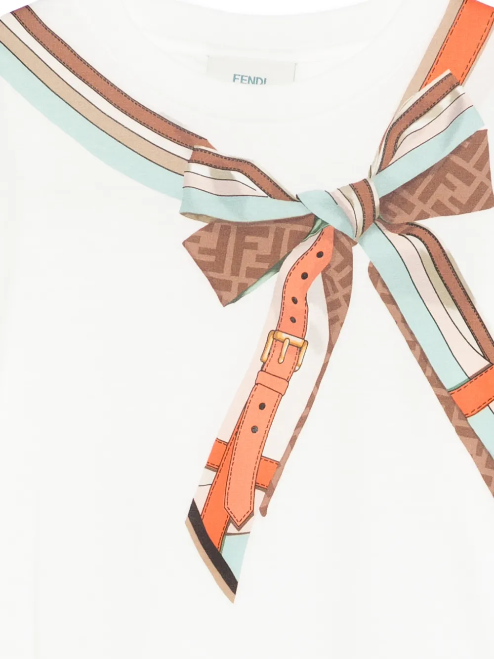Футболка с принтом в виде банта FENDI KIDS, белый — фото 3