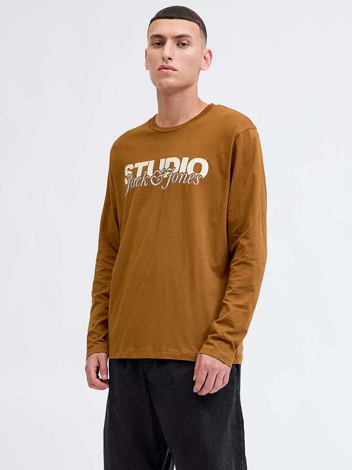 

Jack & Jones Футболка с длинными рукавами «Юки» светло-коричневого цвета