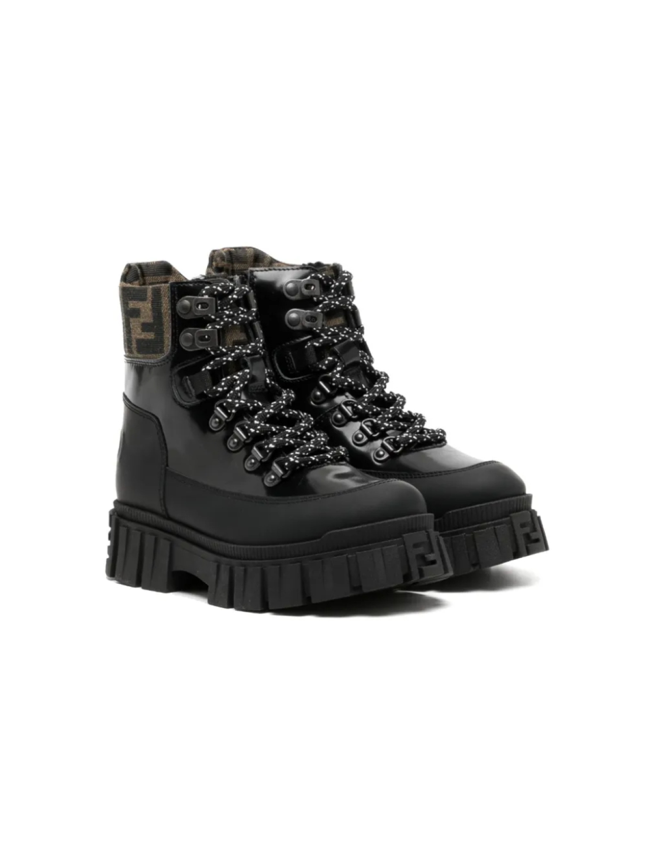 

Ботинки на рифленой подошве с логотипом FF Fendi Kids, черный