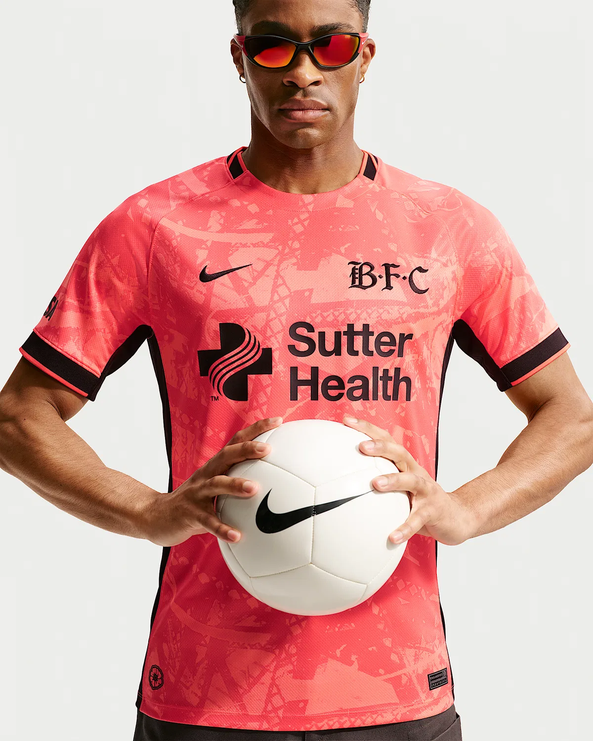 Мужская футболка Nike Dri-FIT NWSL Replica Jersey Bay FC Stadium Away, Rush Coral