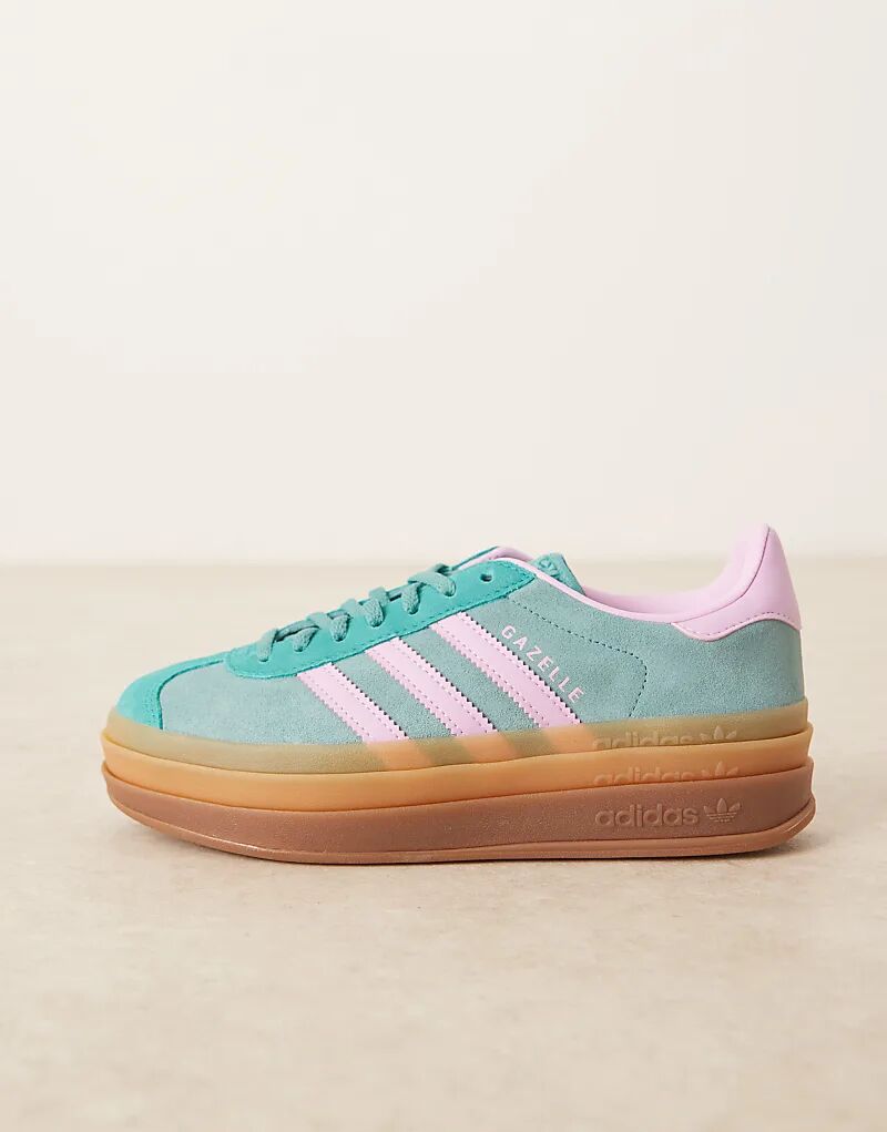 Кроссовки adidas Originals Gazelle Bold зеленого и розового цветов — фото 2