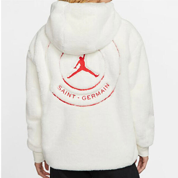 Куртка Air Jordan Brand AS WJ PSG Paris Saint-Germain fur Jacket White, белый — фото 4