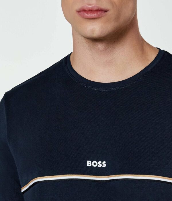 Футболка мужская Boss с логотипом и полосой, синий — фото 4