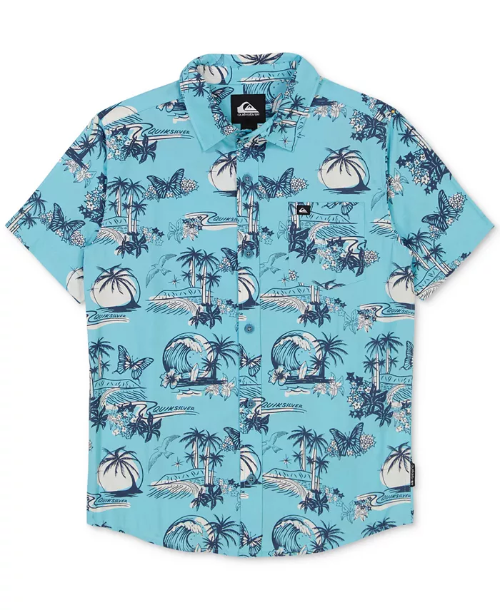 

Классическая хлопковая рубашка с коротким рукавом Big Boys Apero Quiksilver, синий