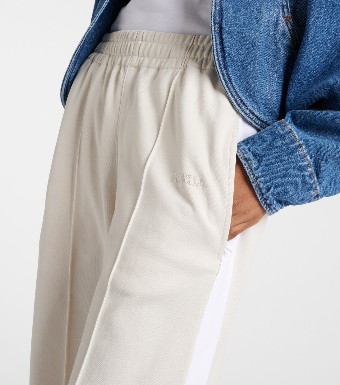 Спортивные брюки Roldy из хлопкового джерси Isabel Marant, экрю — фото 4